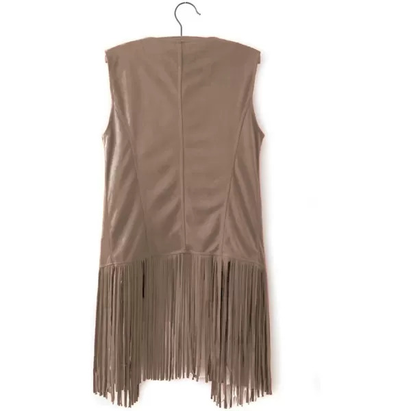 LYANER Women's Faux Suede Tassels Vest Cardigan Open-Front Vest Cardigan Jacket