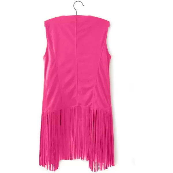 LYANER Women's Faux Suede Tassels Vest Cardigan Open-Front Vest Cardigan Jacket