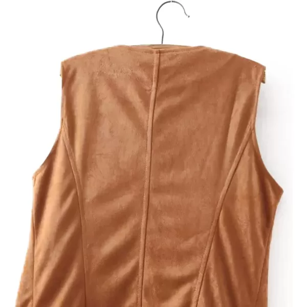 LYANER Women's Faux Suede Tassels Vest Cardigan Open-Front Vest Cardigan Jacket