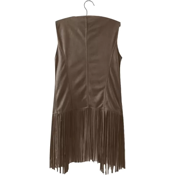 LYANER Women's Faux Suede Tassels Vest Cardigan Open-Front Vest Cardigan Jacket