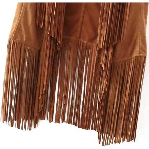 LYANER Women's Faux Suede Tassels Vest Cardigan Open-Front Vest Cardigan Jacket