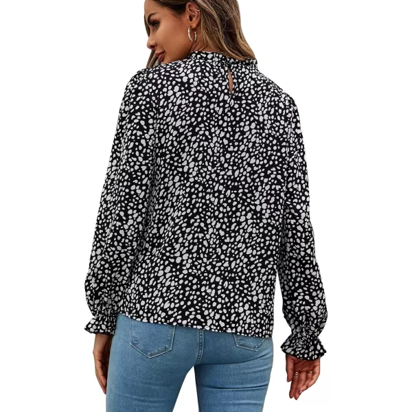 LYANER Women's Frill Mock Neck Flounce Long Sleeve Solid Blouse Office Shirt Top