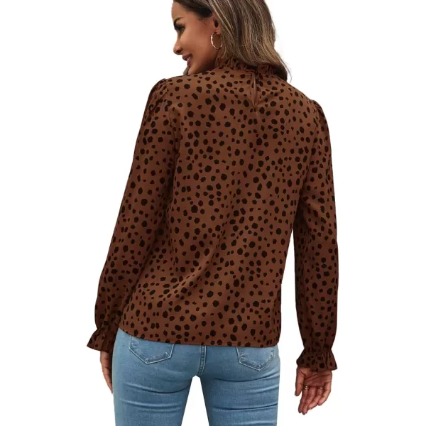 LYANER Women's Frill Mock Neck Flounce Long Sleeve Solid Blouse Office Shirt Top