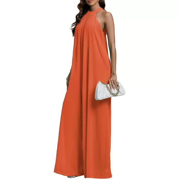 LYANER Women's Halter Neck Sleeveless Chiffon Wide Leg Long Pants Jumpsuit Romper