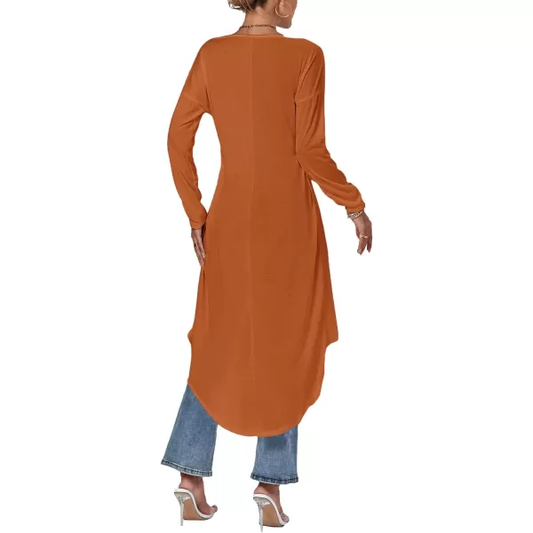 LYANER Women's High Low Long Sleeve Wrap Front Split Hem Long Shirt Blouse Tunic Top