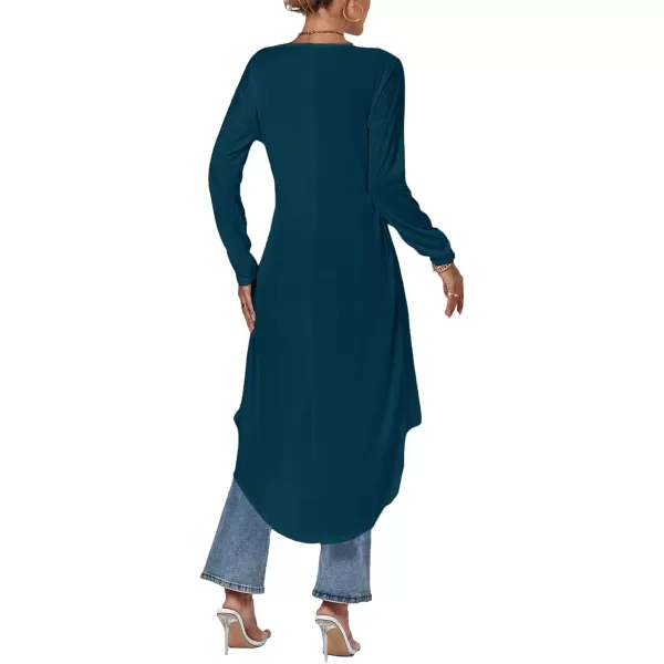 LYANER Women's High Low Long Sleeve Wrap Front Split Hem Long Shirt Blouse Tunic Top