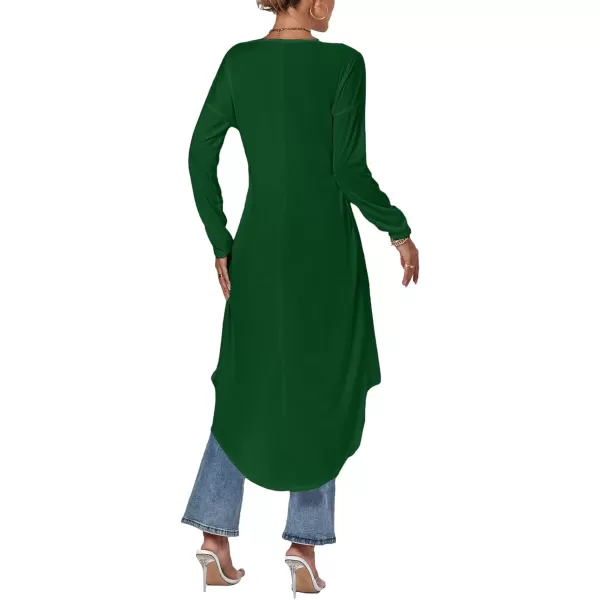 LYANER Women's High Low Long Sleeve Wrap Front Split Hem Long Shirt Blouse Tunic Top
