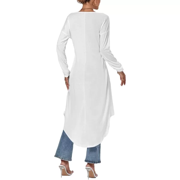 LYANER Women's High Low Long Sleeve Wrap Front Split Hem Long Shirt Blouse Tunic Top