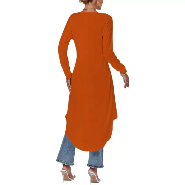LYANER Women's High Low Long Sleeve Wrap Front Split Hem Long Shirt Blouse Tunic Top
