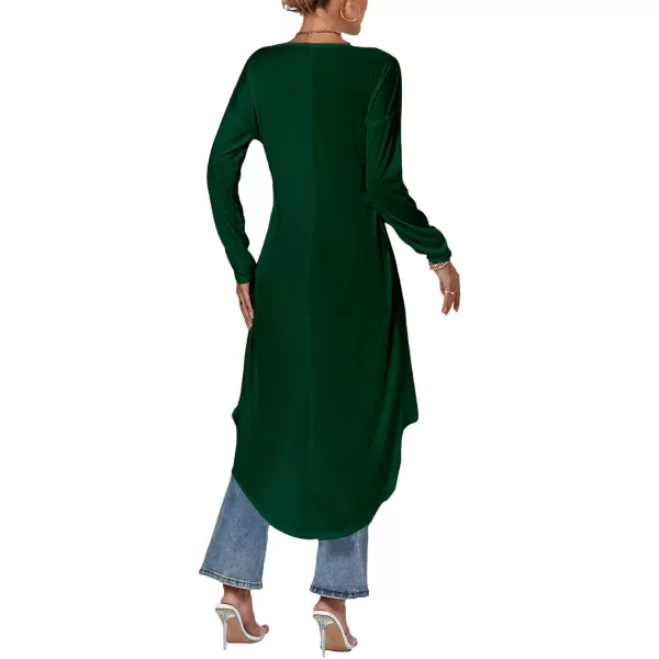 LYANER Women's High Low Long Sleeve Wrap Front Split Hem Long Shirt Blouse Tunic Top