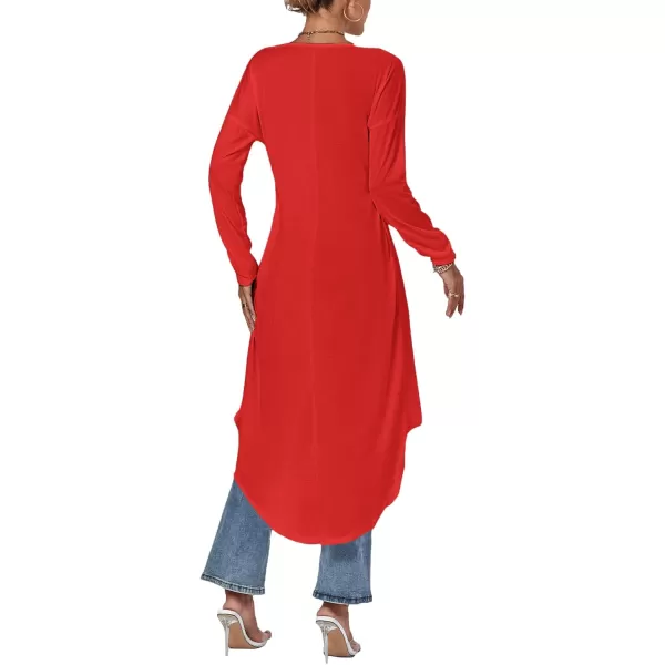 LYANER Women's High Low Long Sleeve Wrap Front Split Hem Long Shirt Blouse Tunic Top