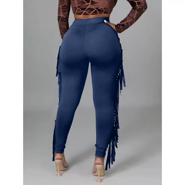 LYANER Women's High Waist Fringe Jogger Sweatpants Tassels Side Bodycon Pants
