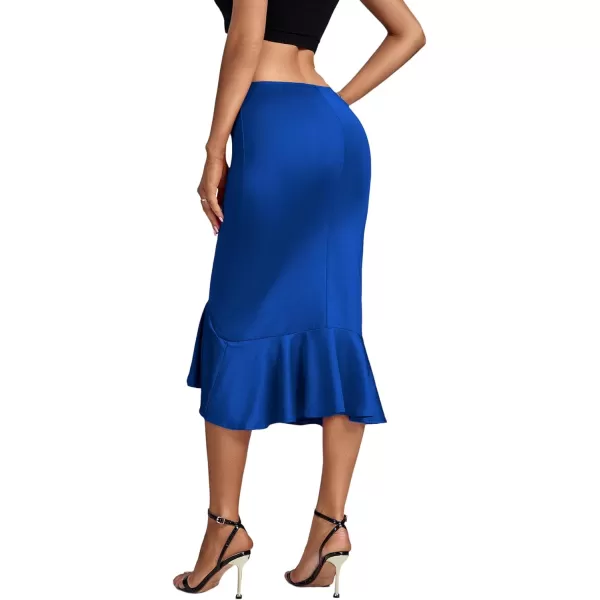 LYANER Women's High Waist Ruffle Hem Fishtail Bodycon Pencil Midi Skirt
