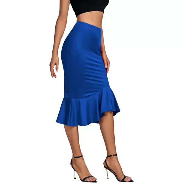 LYANER Women's High Waist Ruffle Hem Fishtail Bodycon Pencil Midi Skirt