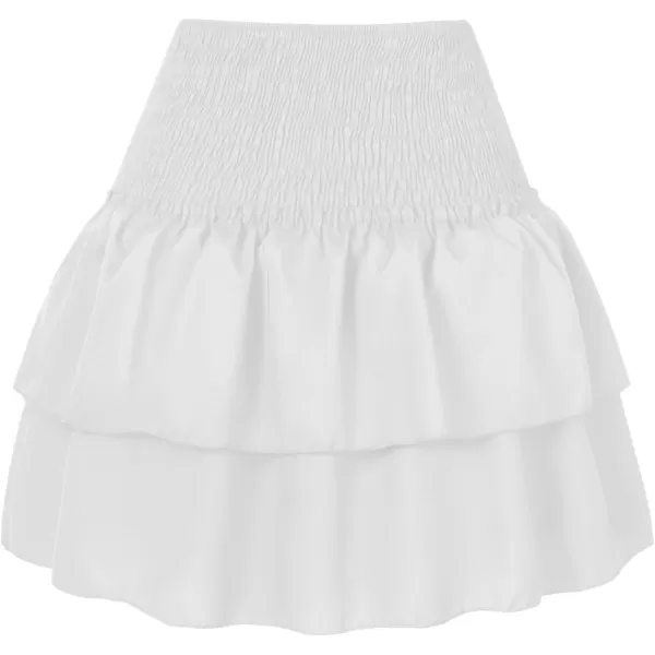 LYANER Women's High Waist Tiered Layer Ruched Ruffle Hem Floral Printed Mini Skirt