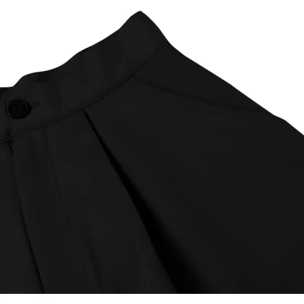 LYANER Women's High Wasit Pleated Button Zipper Flare Shorts