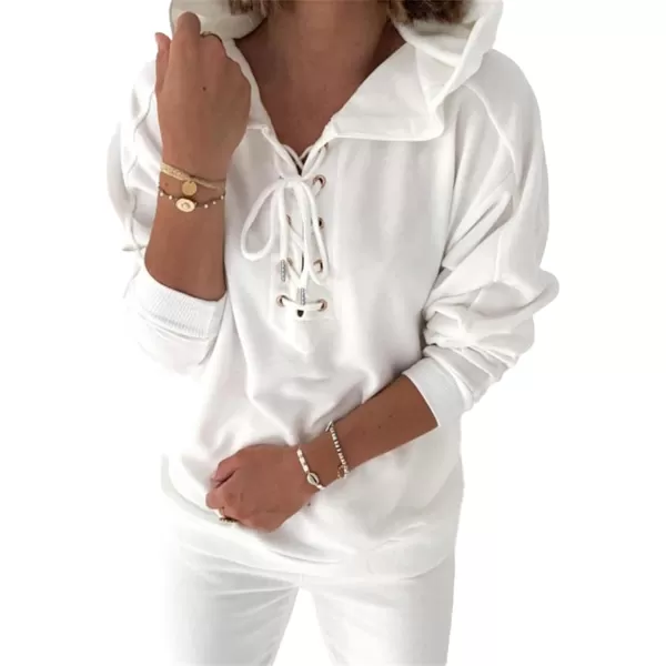 LYANER Women's Hoodies Lace Up V Neck Criss Cross Drawstring Long Sleeve Sweatshirts