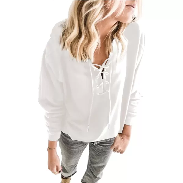 LYANER Women's Hoodies Lace Up V Neck Criss Cross Drawstring Long Sleeve Sweatshirts