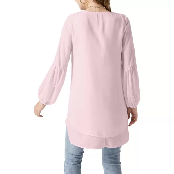 LYANER Women's Lantern Long Sleeve Asymmetrical Irregular High Low Hem Blouse Tunic Top