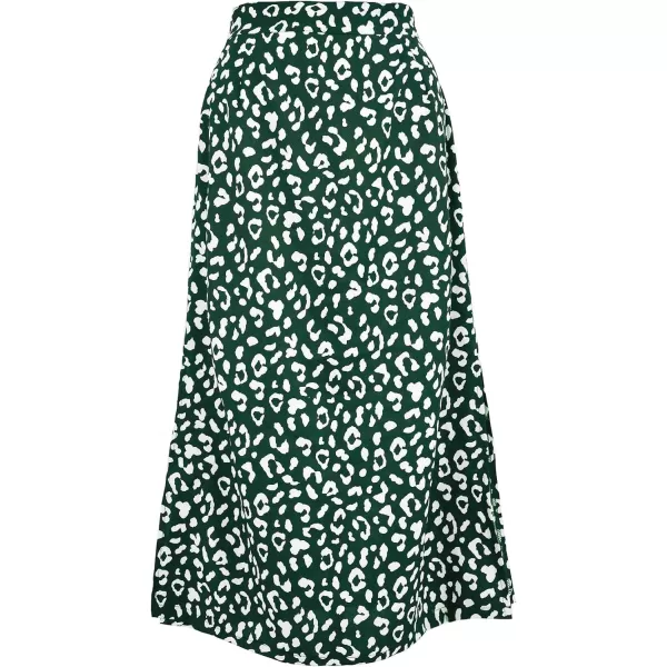 LYANER Women's Leopard Print Side Split High Waist Zipper Midi Skirt