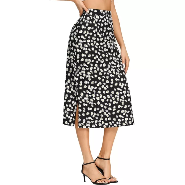 LYANER Women's Leopard Print Side Split High Waist Zipper Midi Skirt