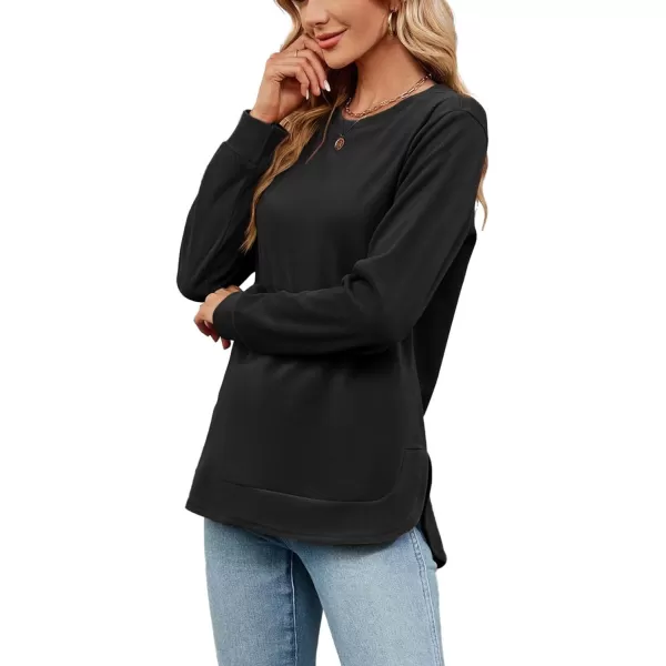 LYANER Women's Long Sleeve Crew Neck Pullover Solid Tunic Sweatshirt Top