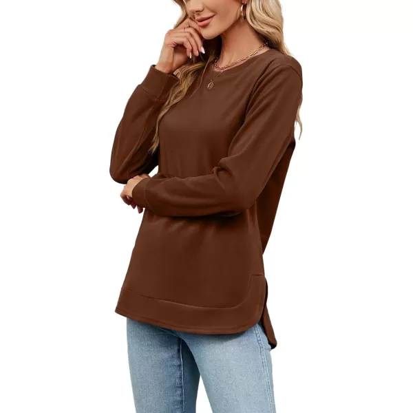 LYANER Women's Long Sleeve Crew Neck Pullover Solid Tunic Sweatshirt Top