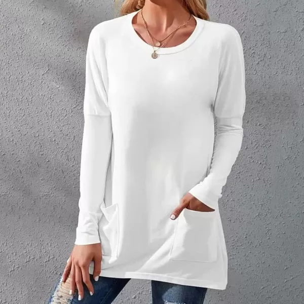 LYANER Women's Loose Scoop Neck Long Sleeve Blouse Shirt Top with Pockets