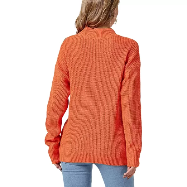 LYANER Women's Mock Neck Long Sleeve Cold Shoulder Tee Top Loose Knit Tunic Sweater