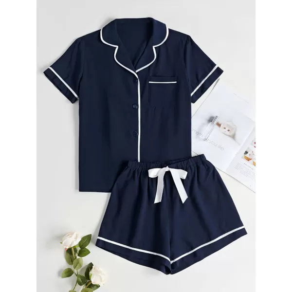 LYANER Women's Modal Pajamas Set Pocket Short Sleeve Shirt with Shorts Set PJS Sleepwear Loungwear