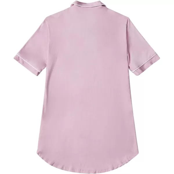 LYANER Women's Nightgown Long Sleeve Sleepwear Boyfriend Nightshirt Sleep Shirt Button Down Pajama Dress