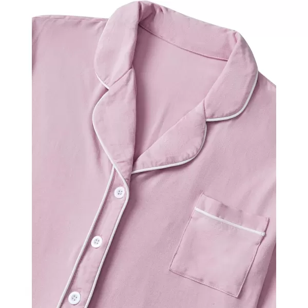 LYANER Women's Nightgown Long Sleeve Sleepwear Boyfriend Nightshirt Sleep Shirt Button Down Pajama Dress