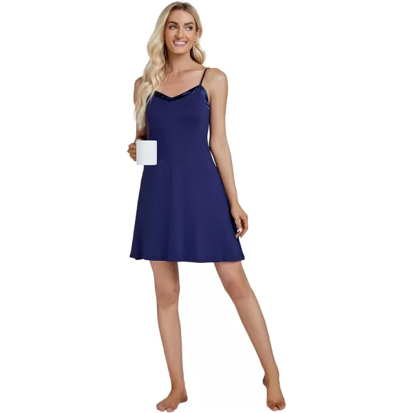 LYANER Women's Nightgown Satin V Neck Spaghetti Strap Sleeveless Mini Nightdress Sleepwear