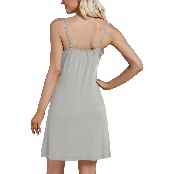 LYANER Women's Nightgown Satin V Neck Spaghetti Strap Sleeveless Mini Nightdress Sleepwear
