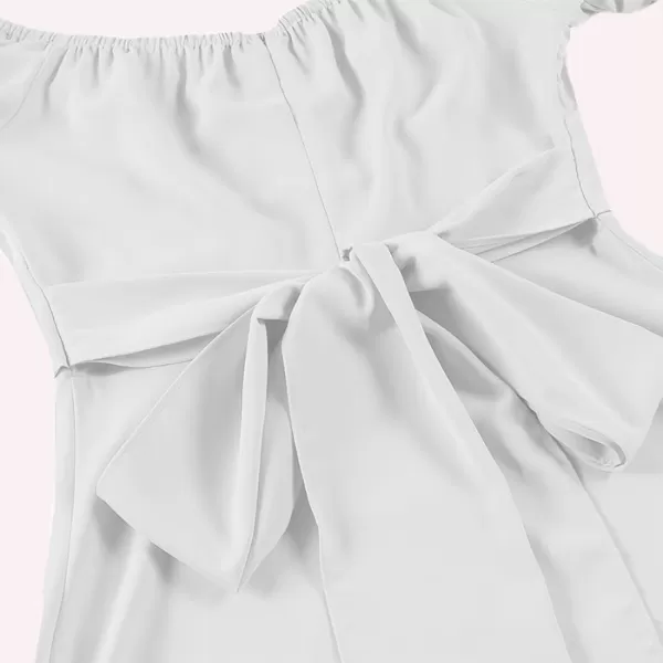 LYANER Women's Off Shoulder Wrap Ruffle Puff Short Sleeve Ruched Tie Back Dress