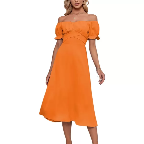 LYANER Women's Off Shoulder Wrap Ruffle Puff Short Sleeve Ruched Tie Back Dress