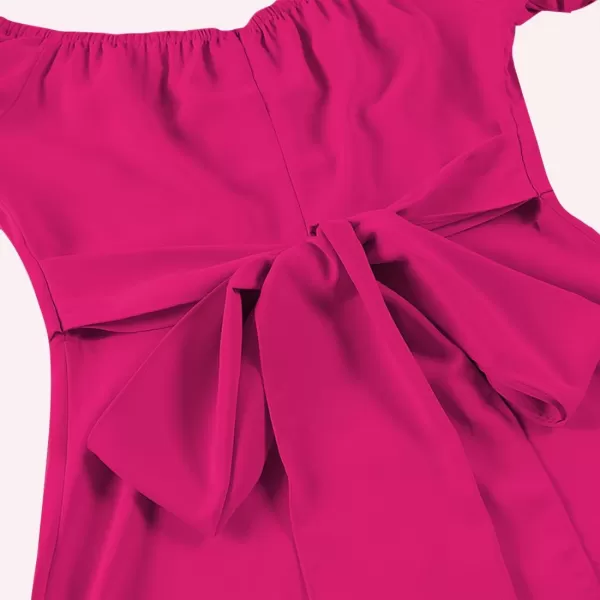 LYANER Women's Off Shoulder Wrap Ruffle Puff Short Sleeve Ruched Tie Back Dress