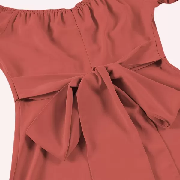 LYANER Women's Off Shoulder Wrap Ruffle Puff Short Sleeve Ruched Tie Back Dress
