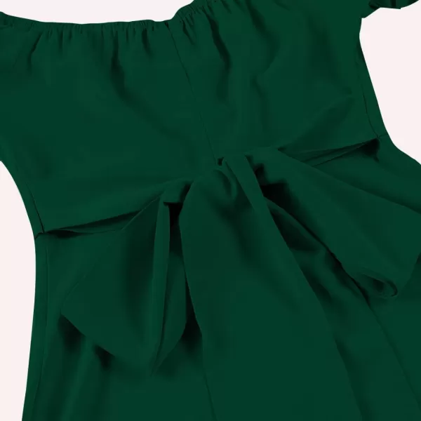 LYANER Women's Off Shoulder Wrap Ruffle Puff Short Sleeve Ruched Tie Back Dress