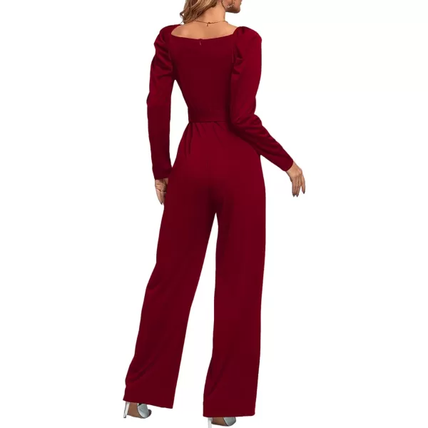 LYANER Women's One Piece Outfit Long Sleeve Wrap V Neck Blazer Jumpsuit Long Romper