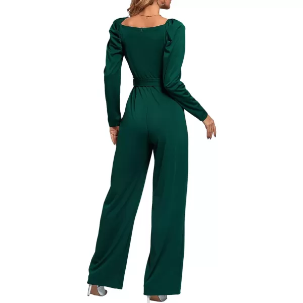 LYANER Women's One Piece Outfit Long Sleeve Wrap V Neck Blazer Jumpsuit Long Romper