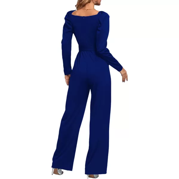 LYANER Women's One Piece Outfit Long Sleeve Wrap V Neck Blazer Jumpsuit Long Romper