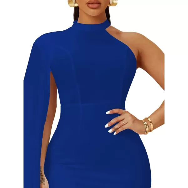 LYANER Women's One Shoulder Cloak Long Sleeve Bodycon Sexy Party Club Mini Dress