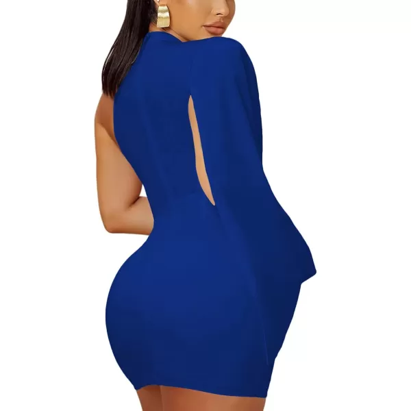 LYANER Women's One Shoulder Cloak Long Sleeve Bodycon Sexy Party Club Mini Dress