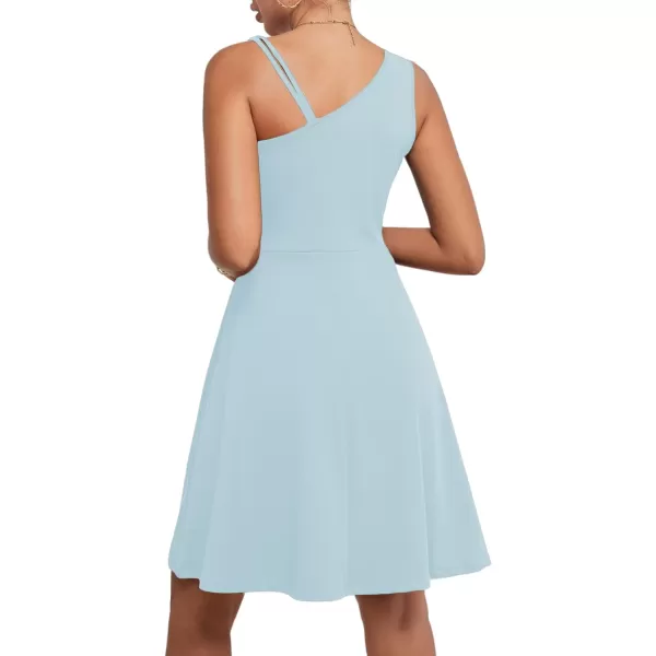 LYANER Women's One Shoulder Dress A Line Swing Flared Skater Cocktail Mini Dress