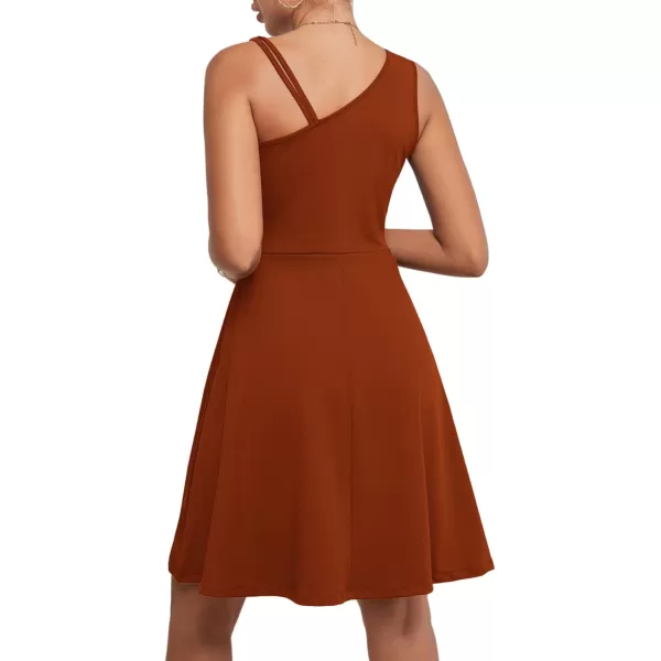 LYANER Women's One Shoulder Dress A Line Swing Flared Skater Cocktail Mini Dress