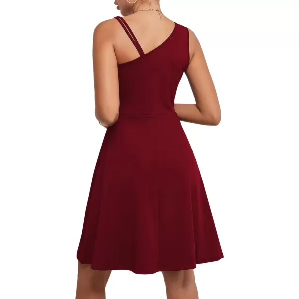 LYANER Women's One Shoulder Dress A Line Swing Flared Skater Cocktail Mini Dress