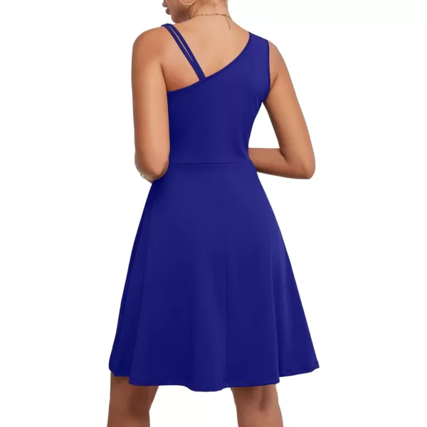 LYANER Women's One Shoulder Dress A Line Swing Flared Skater Cocktail Mini Dress