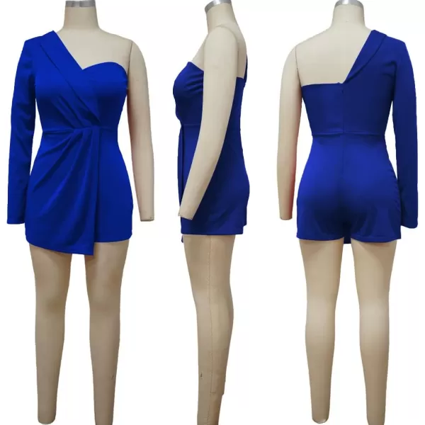 LYANER Women's One Shoulder Wraped Zipper Back Work Romper Short Jumpsuit Playsuit