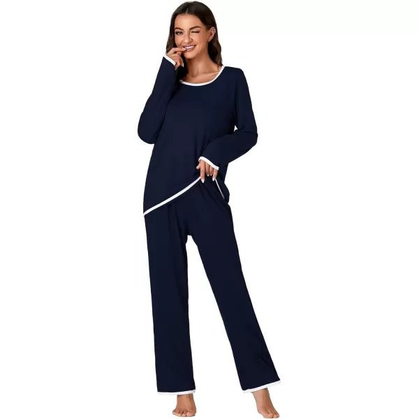 LYANER Women's Pajama Set Long Sleeve Sleepwear Ladies Soft Pjs Lounge Set 2023